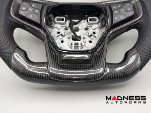 Ford Bronco Custom Steering Wheel - Carbon Fiber - Round Top - Black Stitching - Perforated Leather